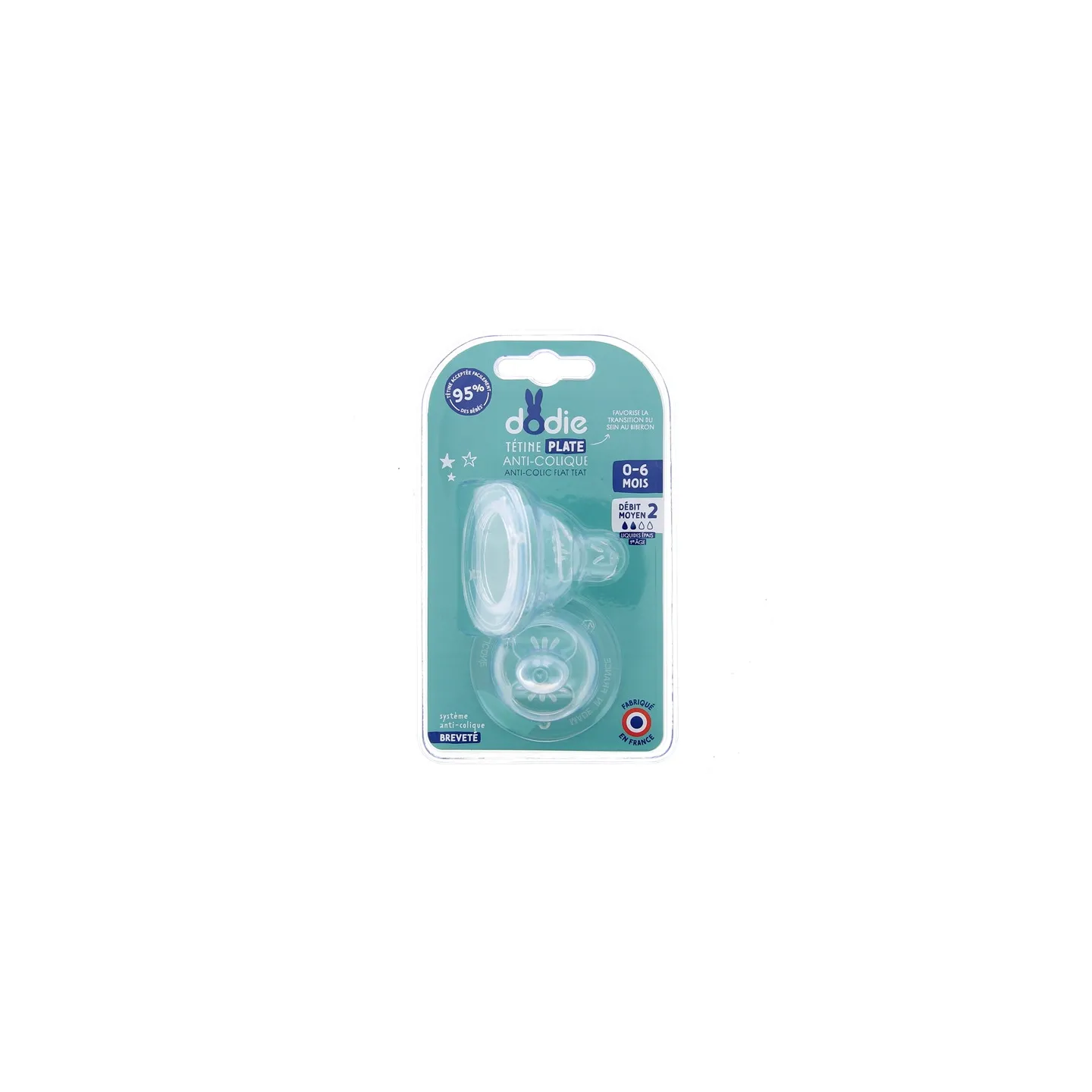  Tétine Plate Sens+ Anti Colique D2 0-6m X2 1543